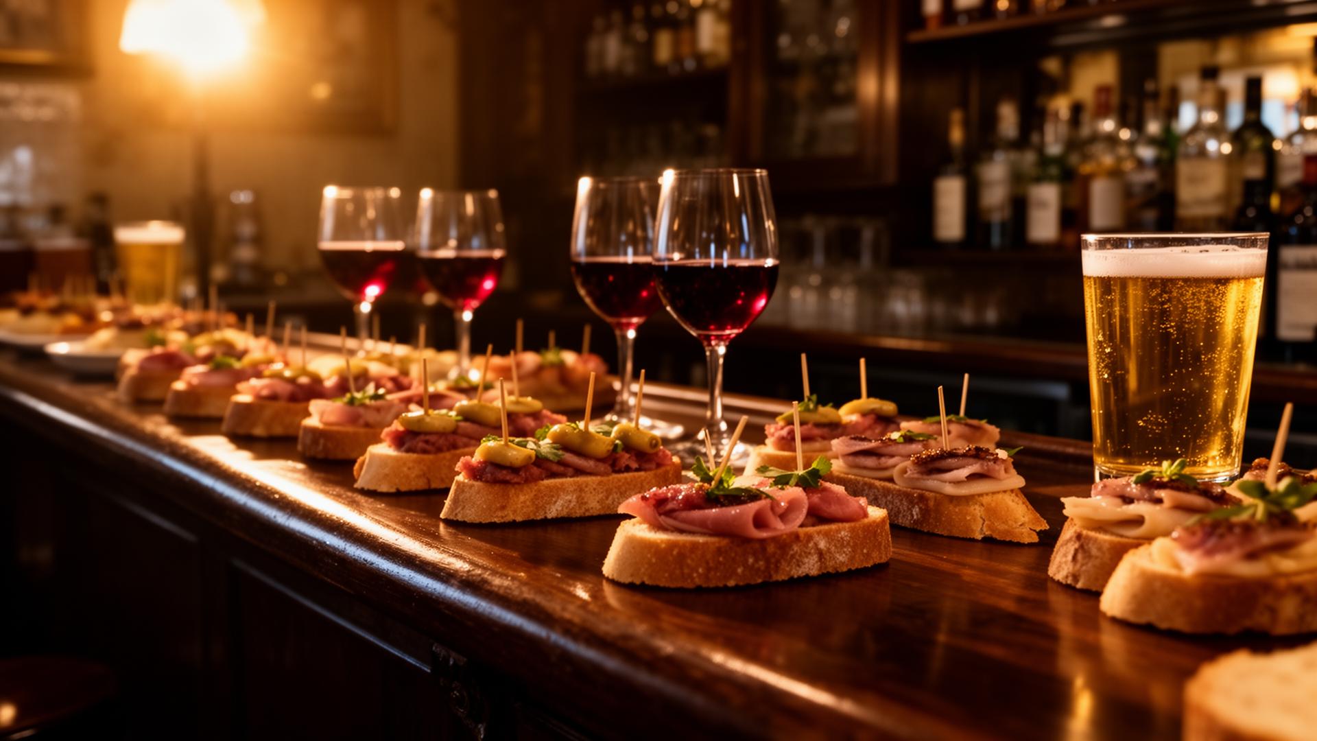 Pintxos en la barra de Café Bar Los Porches